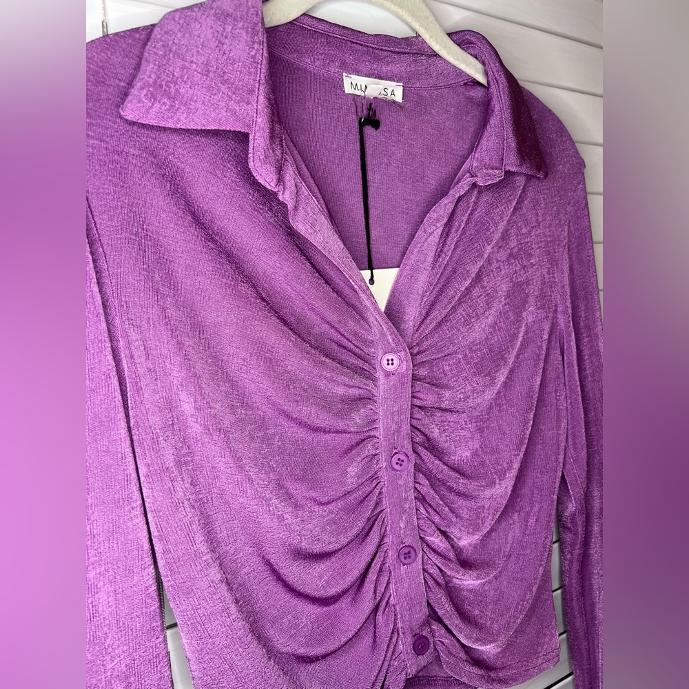 MIMOSA DAPHNE PURPLE BUTTON UP